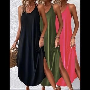 Solid Halter Neck Cami Dress